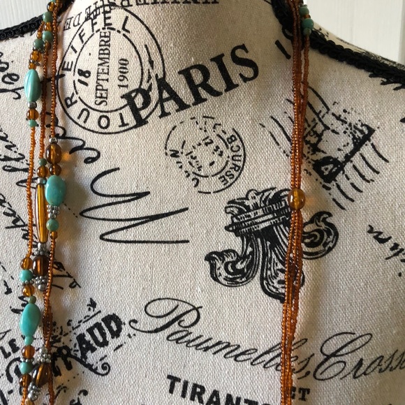 ⭐️Turquoise/ brown multi strand beaded necklace - Picture 5 of 7